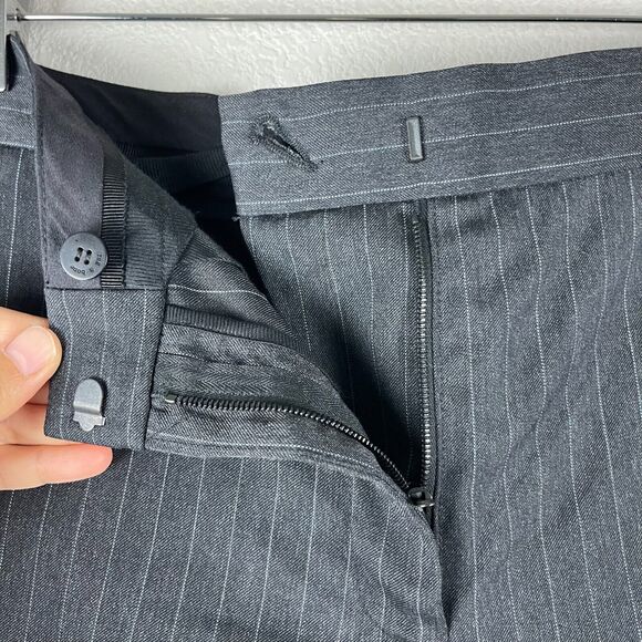 Rag Bone Wool Pants Womens 2 Dark Gray Pin Stripe Trouser Classic Tapered - Picture 4 of 12